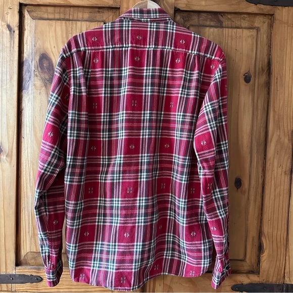 H&M Plaid Shirt Red Grey Beige Coastal Cowgirl Label of Graded Goods - Medium - Picture 11 of 15